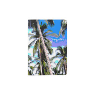 Pattern of Posterised Palm Trees Design Passport Holder