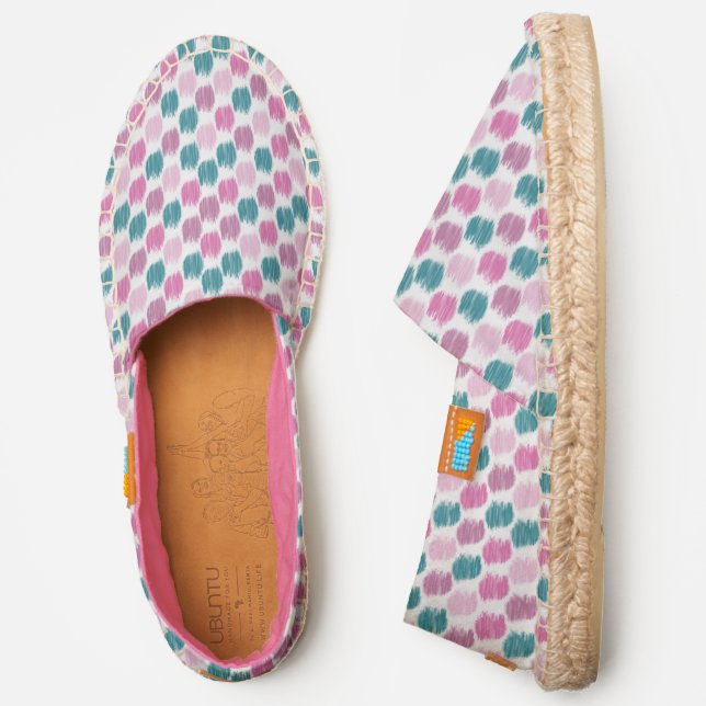 Pattern Of Purple, Pink, Turquoise Brushstrokes Espadrilles (Side)