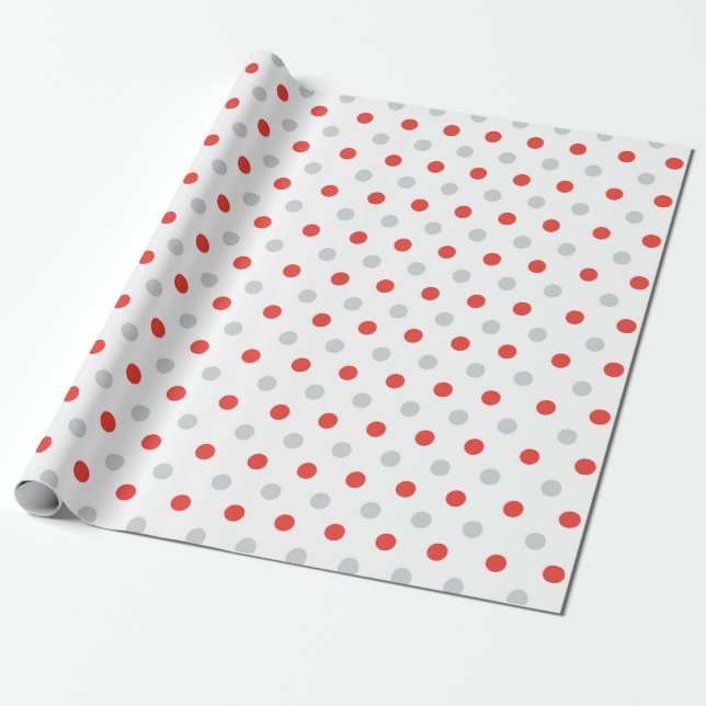  Pattern Of Red And Gray Polka Dots Wrapping Paper (Unrolled)
