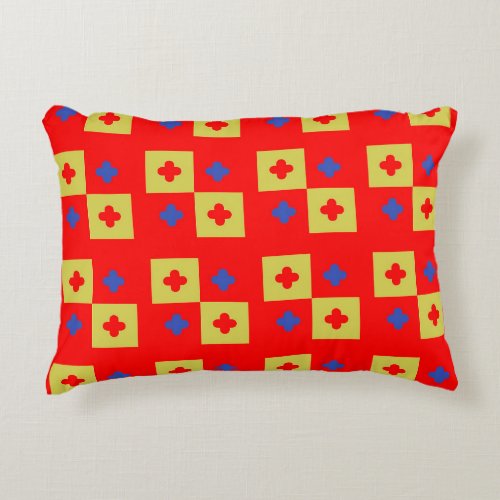 Pattern of red_blue crosses on a red background accent pillow