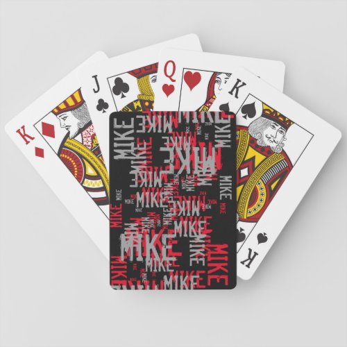 pattern of redgray names on cool black playing cards