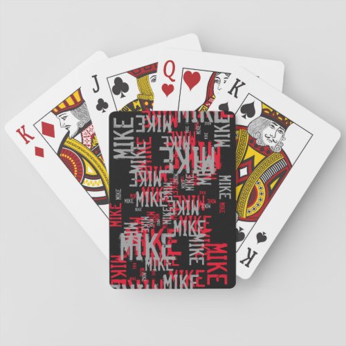 pattern of redgray names on cool black poker cards