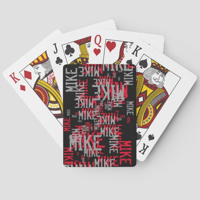 pattern of red/gray names on cool black poker cards (Back)