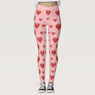 Pattern Of Red Hearts Leggings