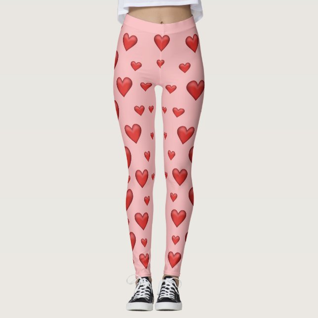 Pattern Of Red Hearts Leggings (Front)