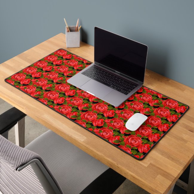 Pattern of Red Roses Abstract Desk Mat