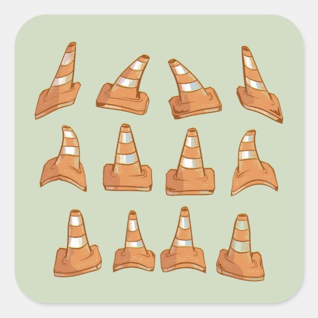 Pattern of road cones square sticker (Front)