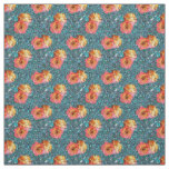 Pattern Of Rose Flowers Against Mosaic Background Fabric