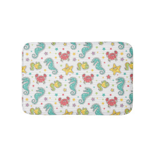 pattern of sea creatures bathroom mat