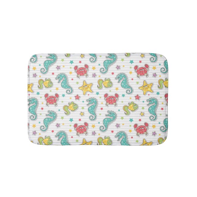 pattern of sea creatures bathroom mat (Front)
