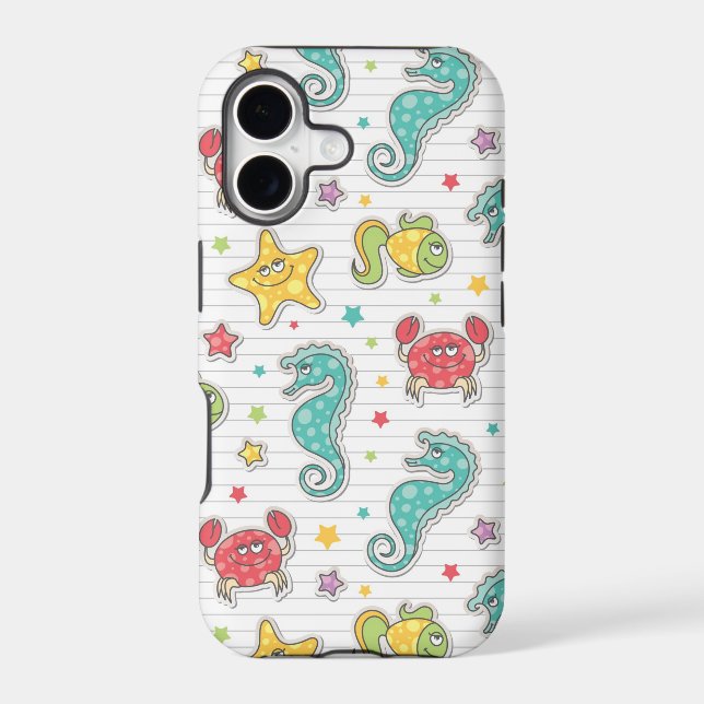 pattern of sea creatures iphone case (Back)