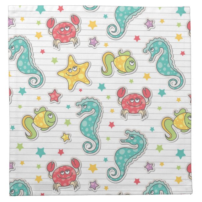 pattern of sea creatures napkin (Front)