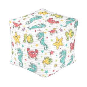 pattern of sea creatures pouf