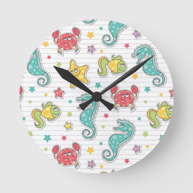 pattern of sea creatures round clock (Front)