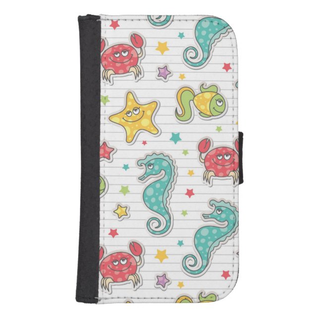 pattern of sea creatures samsung galaxy wallet case (Front)