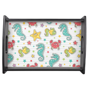 pattern of sea creatures serving tray