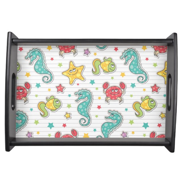 pattern of sea creatures serving tray (Front)