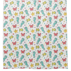 pattern of sea creatures shower curtain