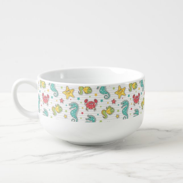 pattern of sea creatures soup mug (Right)