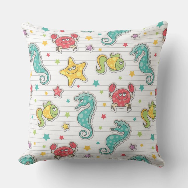 pattern of sea creatures throw pillow (Front)