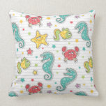 pattern of sea creatures throw pillow