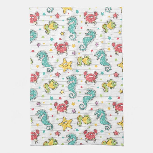 pattern of sea creatures towel (Vertical)