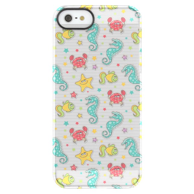 pattern of sea creatures uncommon iPhone case (Back)