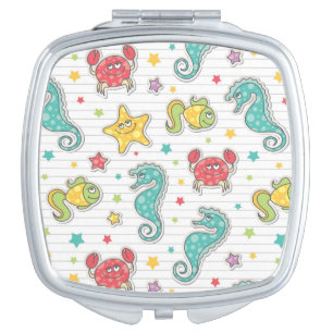 pattern of sea creatures vanity mirror