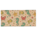 pattern of sea creatures wood flash drive