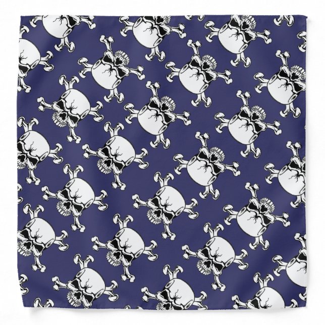 Pattern of Skulls and Crossbones Biker Bandana (Front)