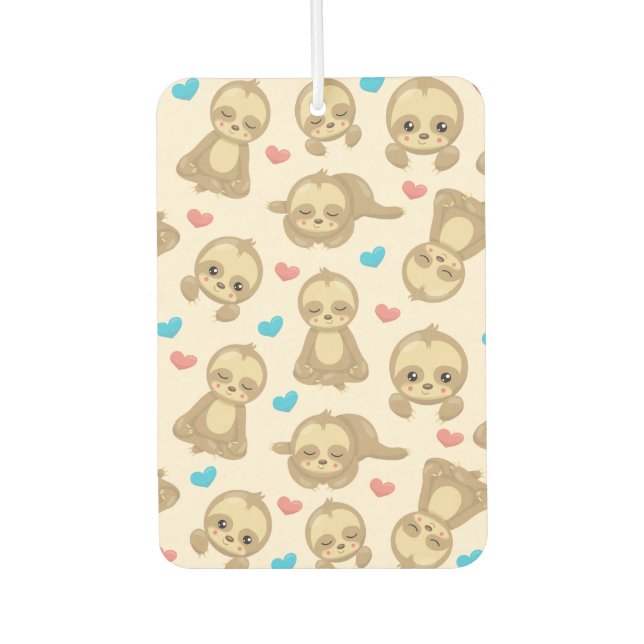 Pattern Of Sloths, Cute Sloths, Hearts Air Freshener (Front)