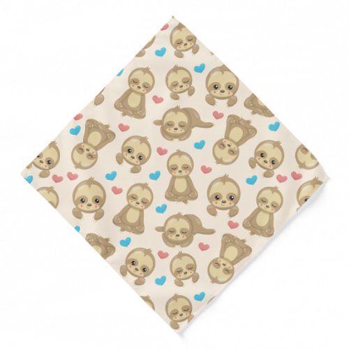 Pattern Of Sloths Cute Sloths Hearts Bandana