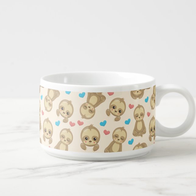 Pattern Of Sloths, Cute Sloths, Hearts Bowl (Left)