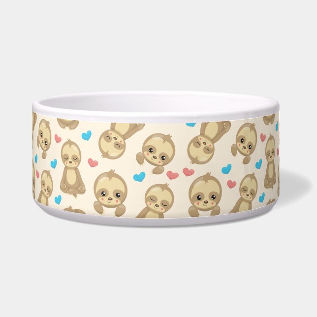 Pattern Of Sloths, Cute Sloths, Hearts Bowl (Front)