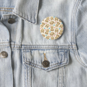 Pattern Of Sloths, Cute Sloths, Hearts Button