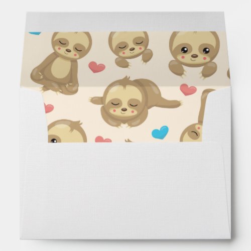 Pattern Of Sloths Cute Sloths Hearts Envelope