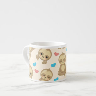 Pattern Of Sloths, Cute Sloths, Hearts Espresso Cup