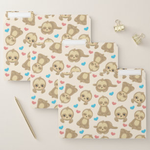 Pattern Of Sloths, Cute Sloths, Hearts File Folder