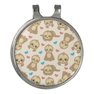 Pattern Of Sloths, Cute Sloths, Hearts Golf Hat Clip