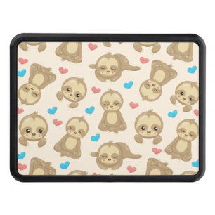 Pattern Of Sloths, Cute Sloths, Hearts Hitch Cover