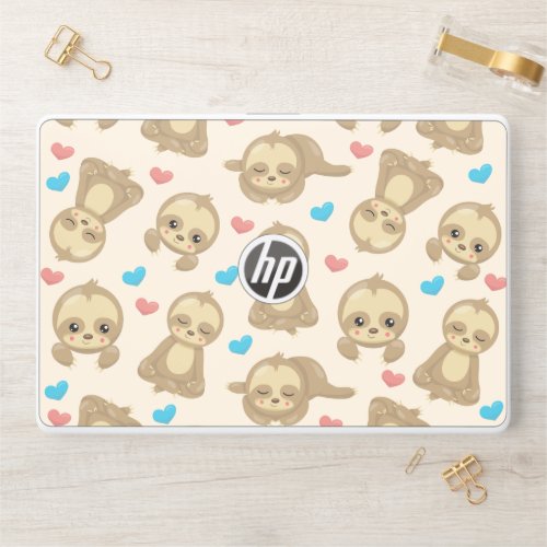 Pattern Of Sloths Cute Sloths Hearts HP Laptop Skin