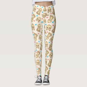 Pattern Of Sloths, Cute Sloths, Hearts Leggings
