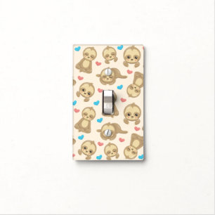 Pattern Of Sloths, Cute Sloths, Hearts Light Switch Cover