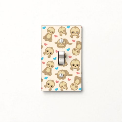 Pattern Of Sloths Cute Sloths Hearts Light Switch Cover