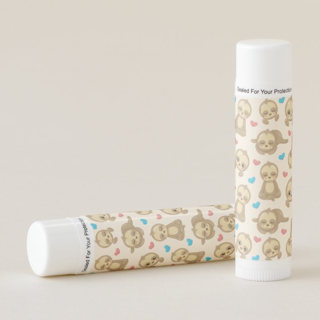 Pattern Of Sloths, Cute Sloths, Hearts Lip Balm (Front)