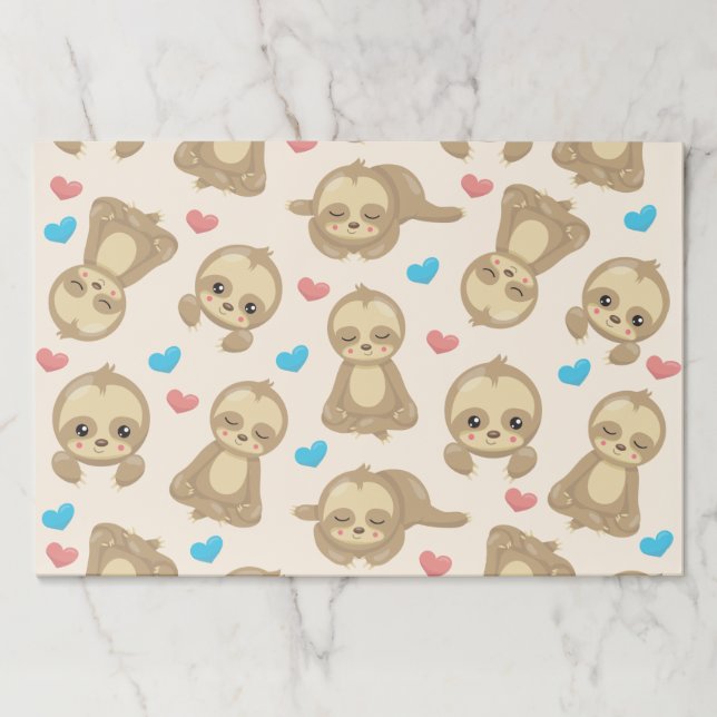 Pattern Of Sloths, Cute Sloths, Hearts Paper Pad (Front)