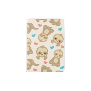 Pattern Of Sloths, Cute Sloths, Hearts Passport Holder