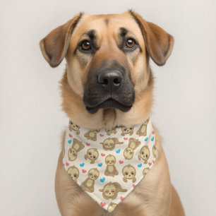 Pattern Of Sloths, Cute Sloths, Hearts Pet Bandana Collar