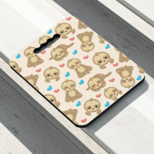 Pattern Of Sloths, Cute Sloths, Hearts Seat Cushion