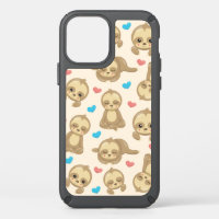 Pattern Of Sloths, Cute Sloths, Hearts